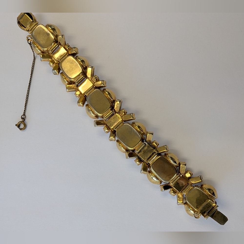 VTG CHUNKY AB CRYSTAL GOLD TONE BRACELET - Picture 3 of 14